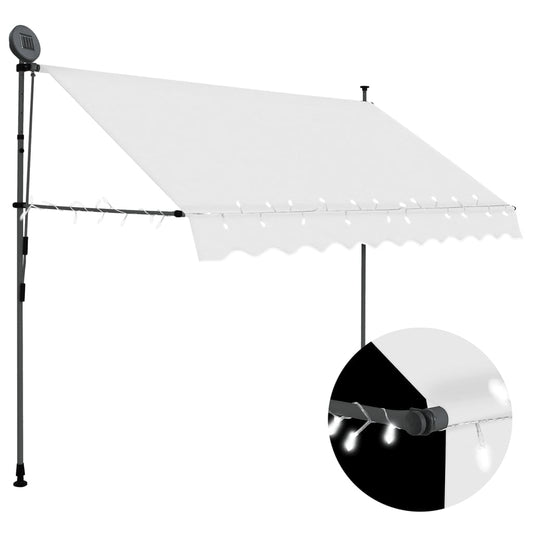 Manual retractable awning with LED 300 cm cream white