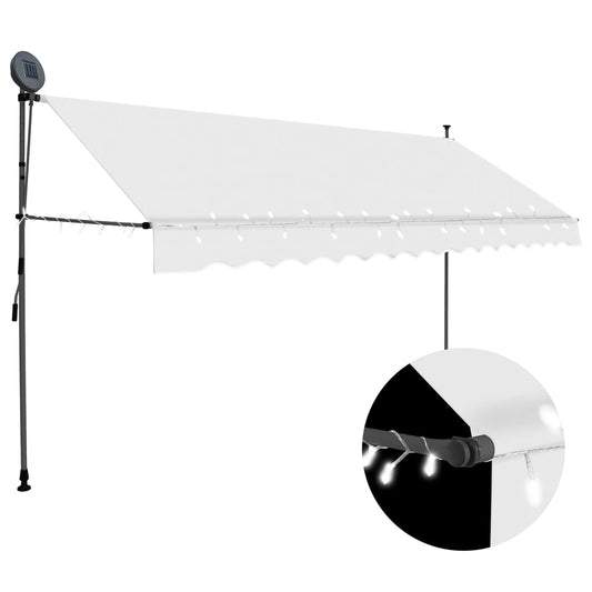Manual retractable awning with LED 350 cm cream white