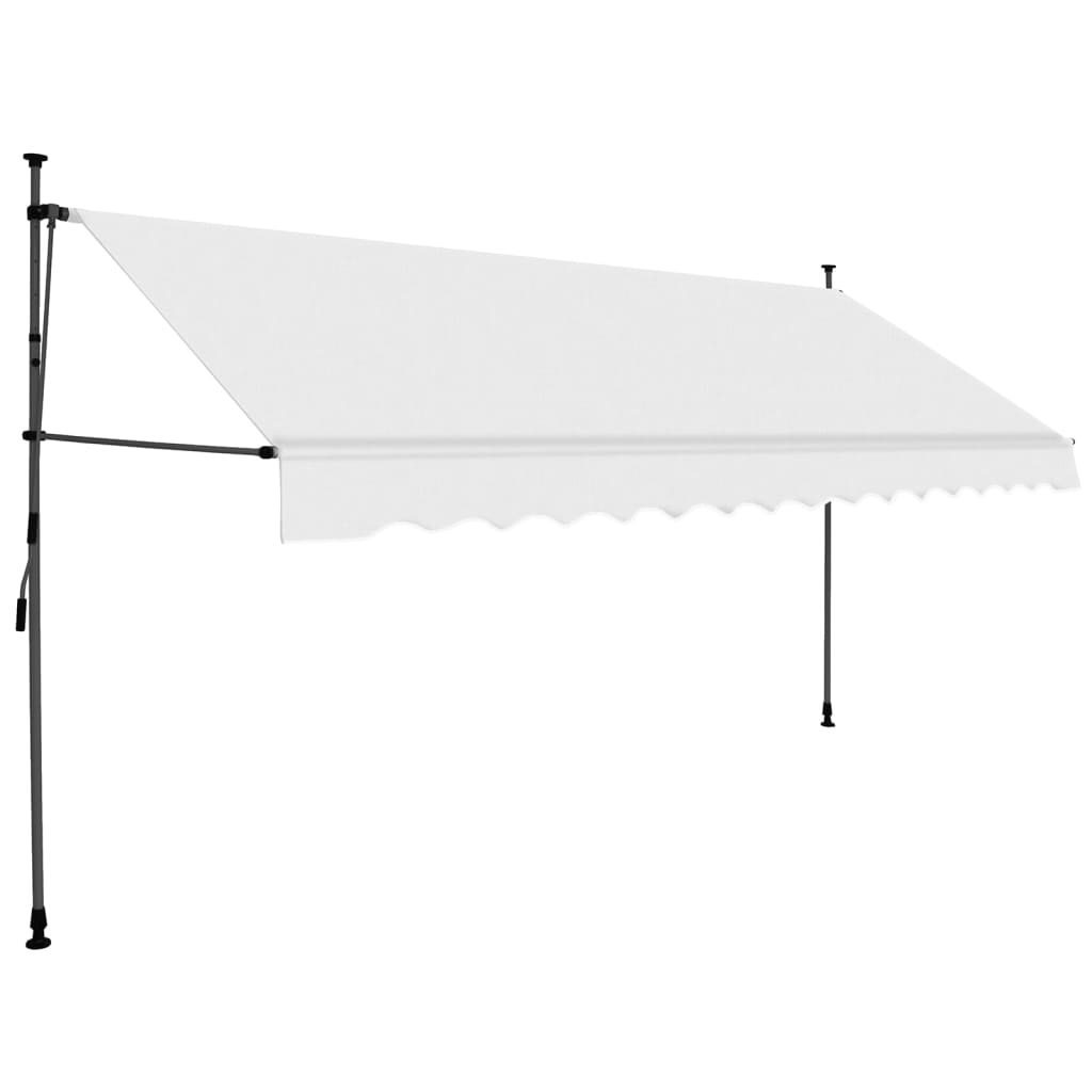 Manual retractable awning with LED 400 cm cream white