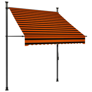 Manual retractable awning with LED 150 cm orange and brown