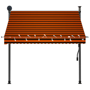 Manuell uttrekkbar markise med LED 200 cm oransje og brun