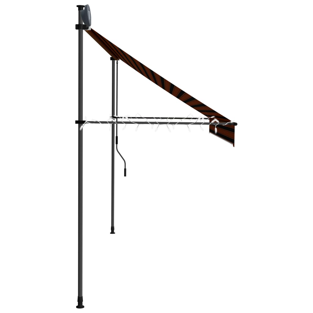 Manual retractable awning with LED 300 cm orange and brown