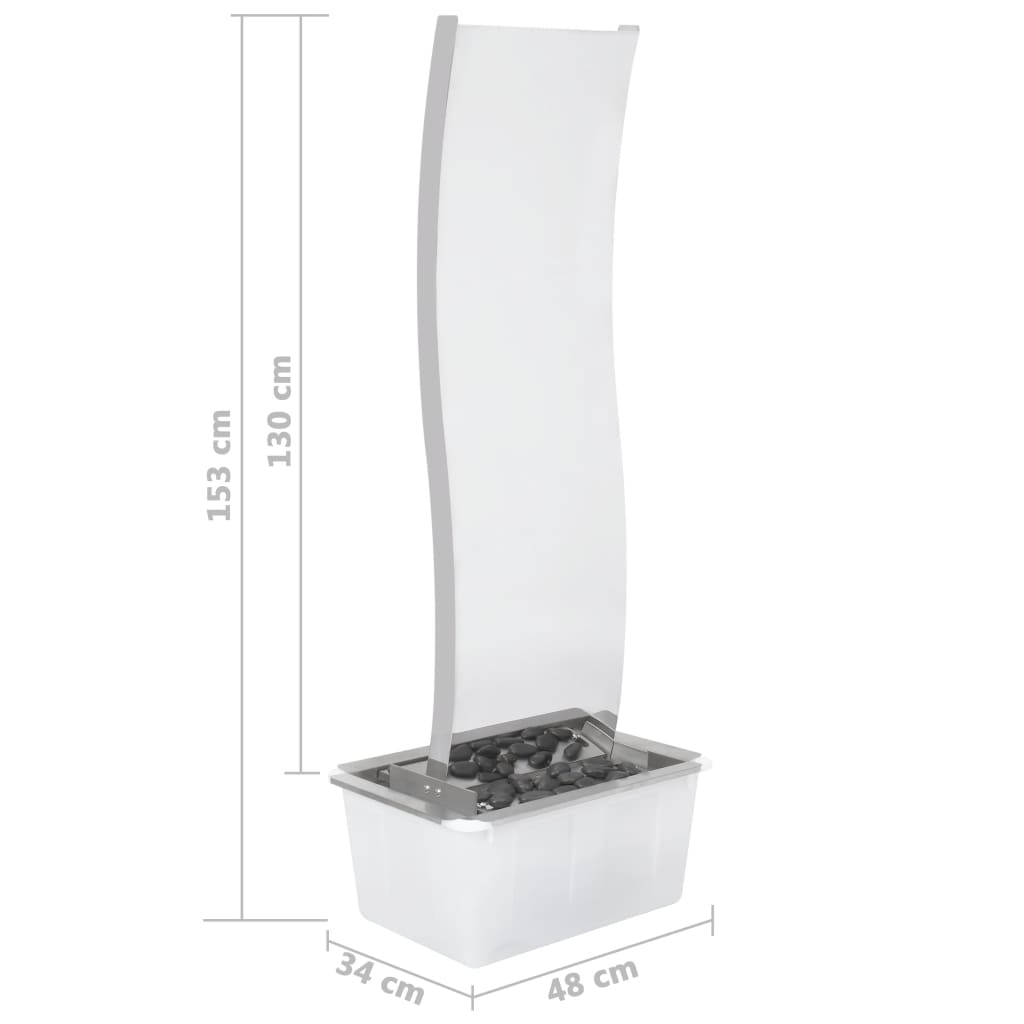 Garden fountain with pump stainless steel 130 cm curved
