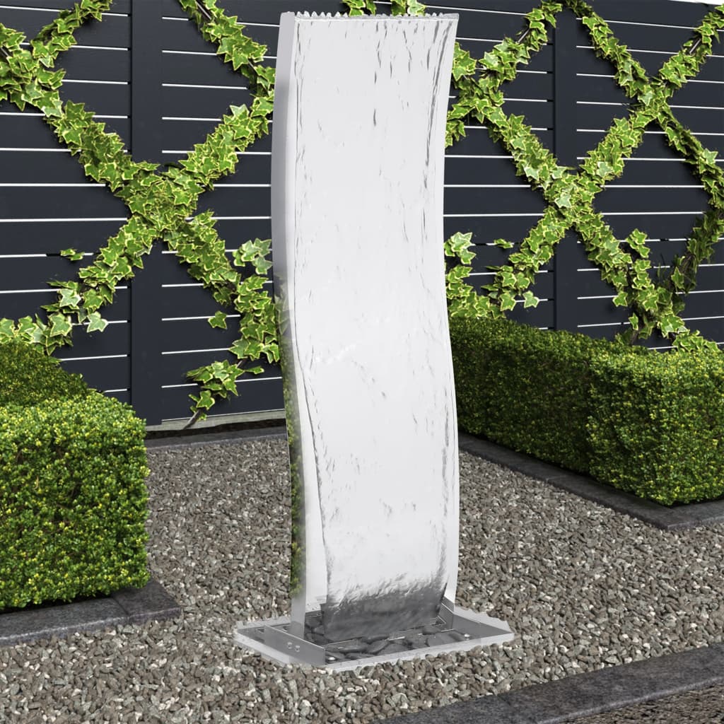 Garden fountain with pump stainless steel 130 cm curved
