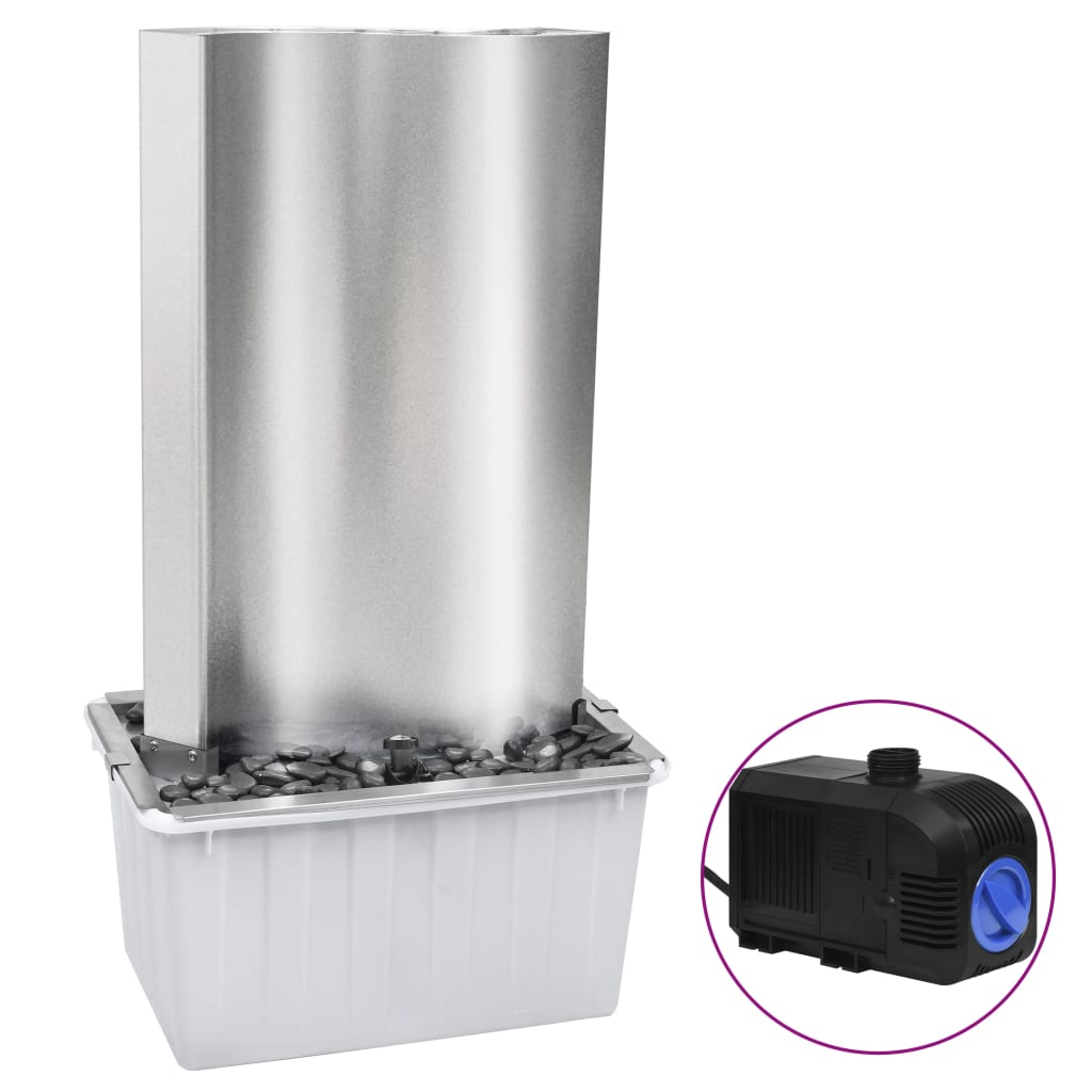Garden fountain silver 60.2x37x122.1 cm stainless steel