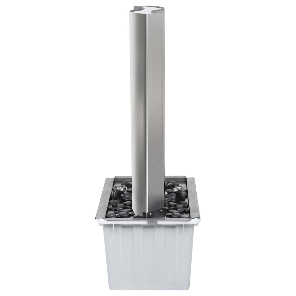 Garden fountain silver 60.2x37x122.1 cm stainless steel