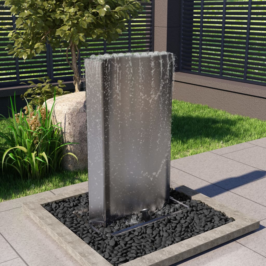 Garden fountain silver 60.2x37x122.1 cm stainless steel