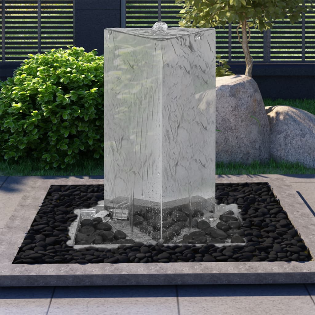 Garden fountain with pump stainless steel 76 cm triangular