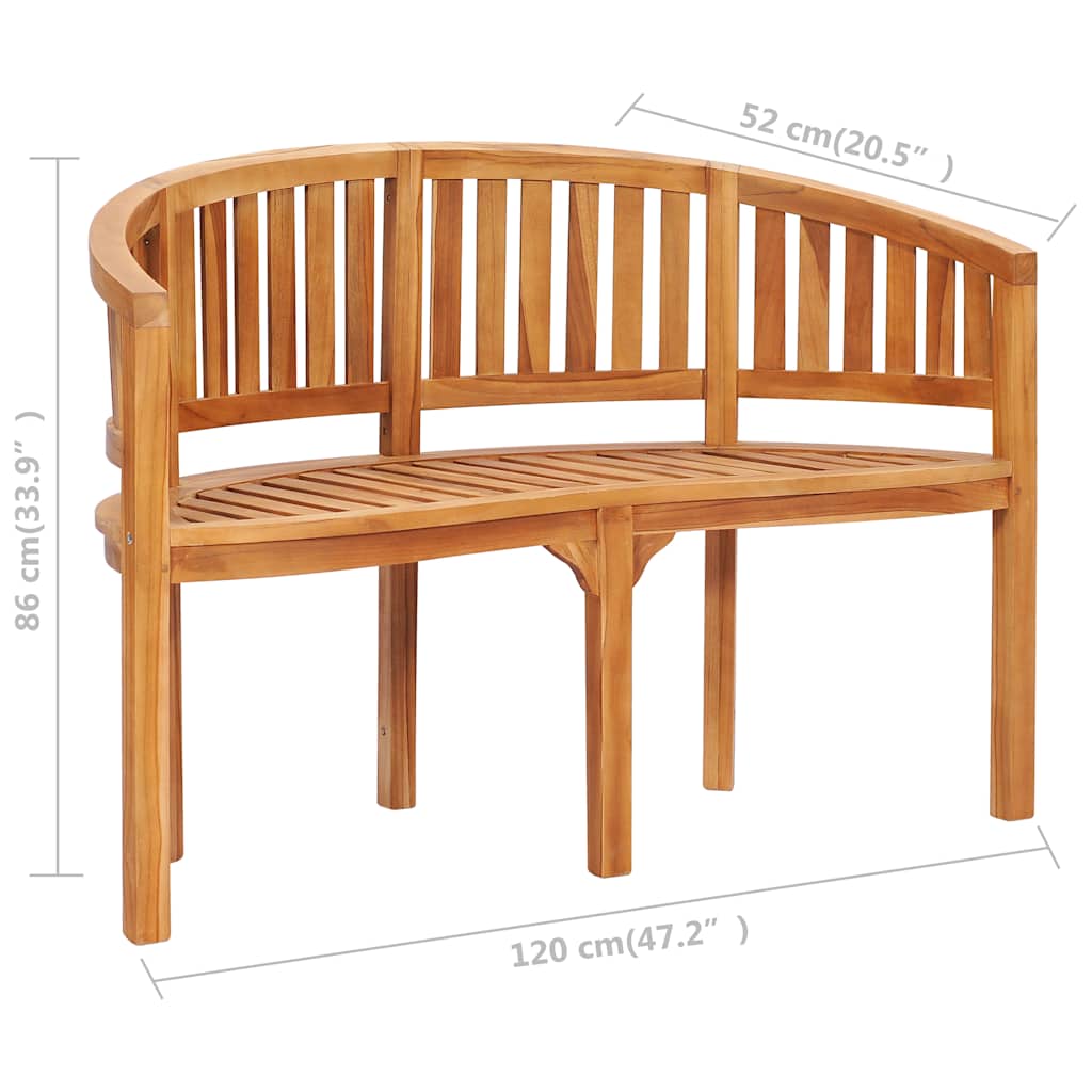 Benk bananformet 120 cm heltre teak
