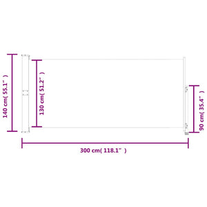 Uttrekkbar sidemarkise 140 x 300 cm rød
