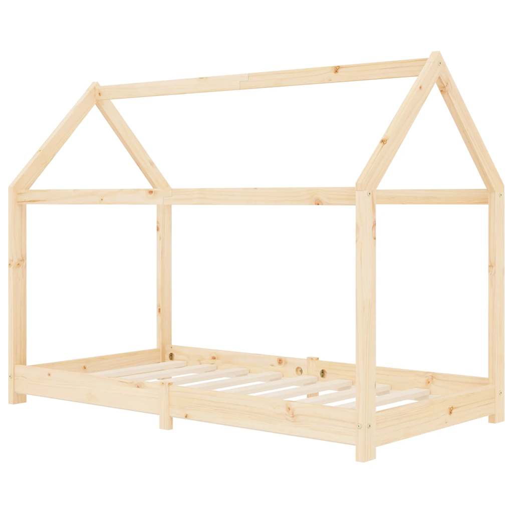Sengeramme barn grå heltre furu 70x140 cm