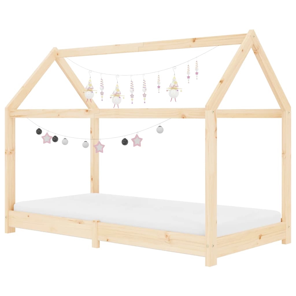 Sengeramme barn grå heltre furu 70x140 cm