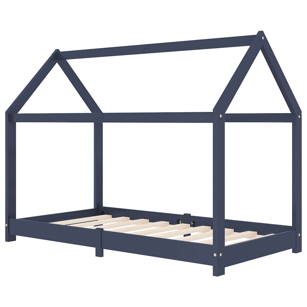 Sengeramme for barn heltre furu grå 80x160 cm