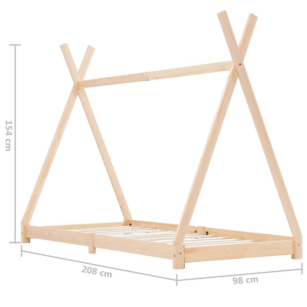 Sengeramme for barn heltre furu 90x200 cm