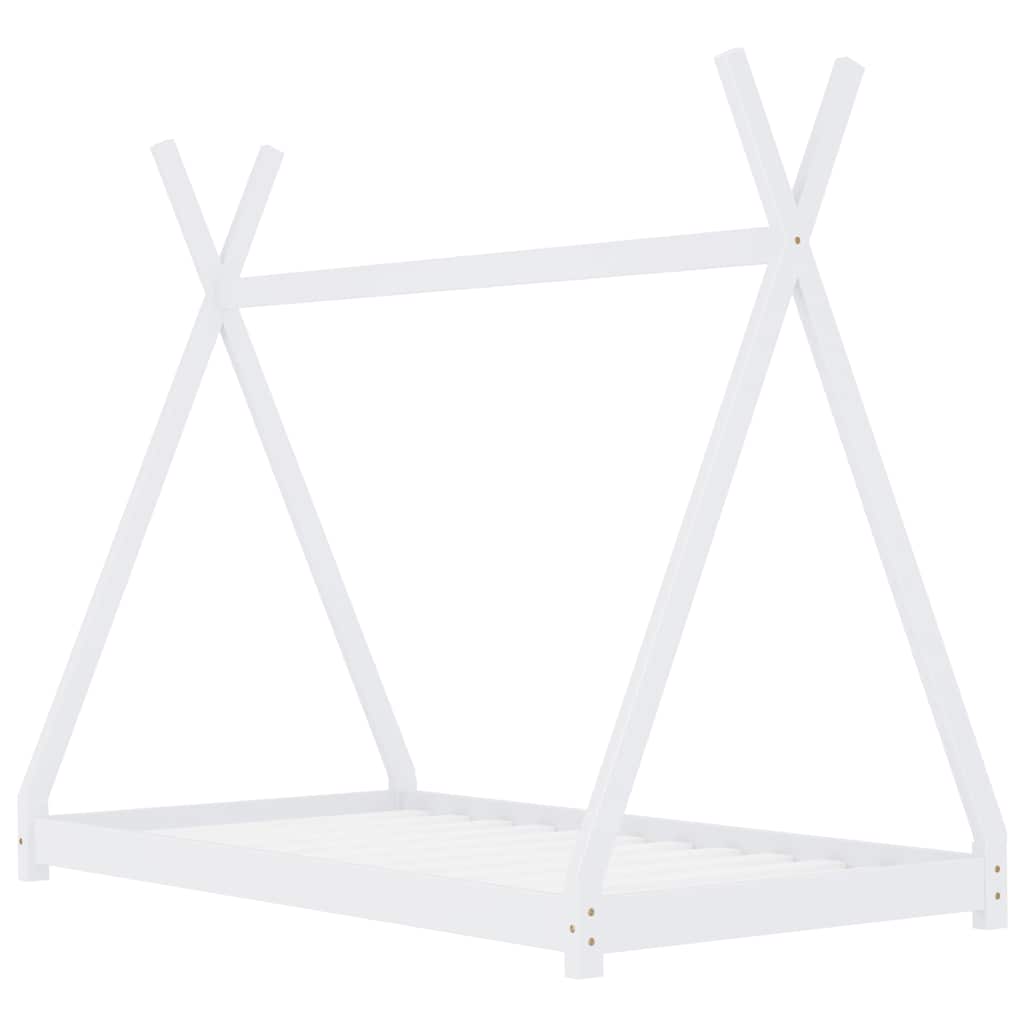 Sengeramme for barn heltre furu hvit 80x160 cm