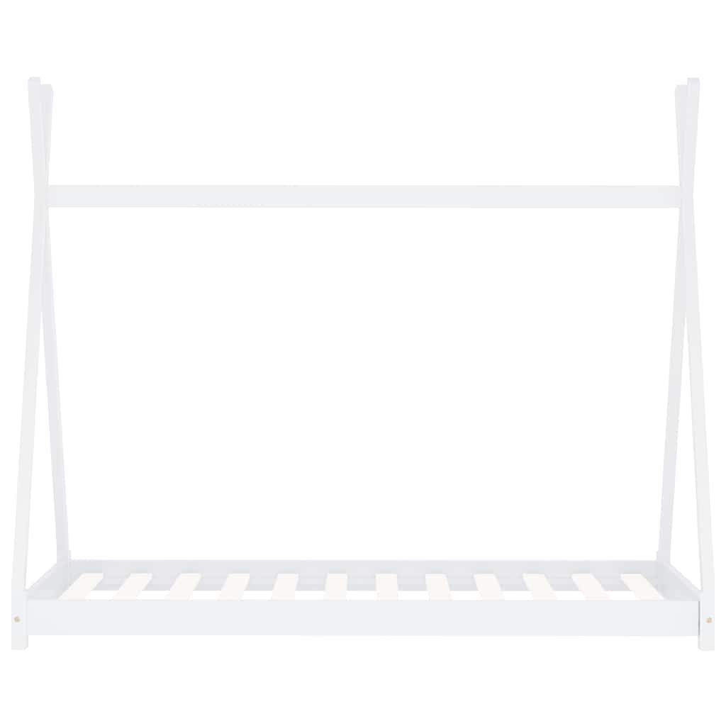 Sengeramme for barn heltre furu hvit 80x160 cm