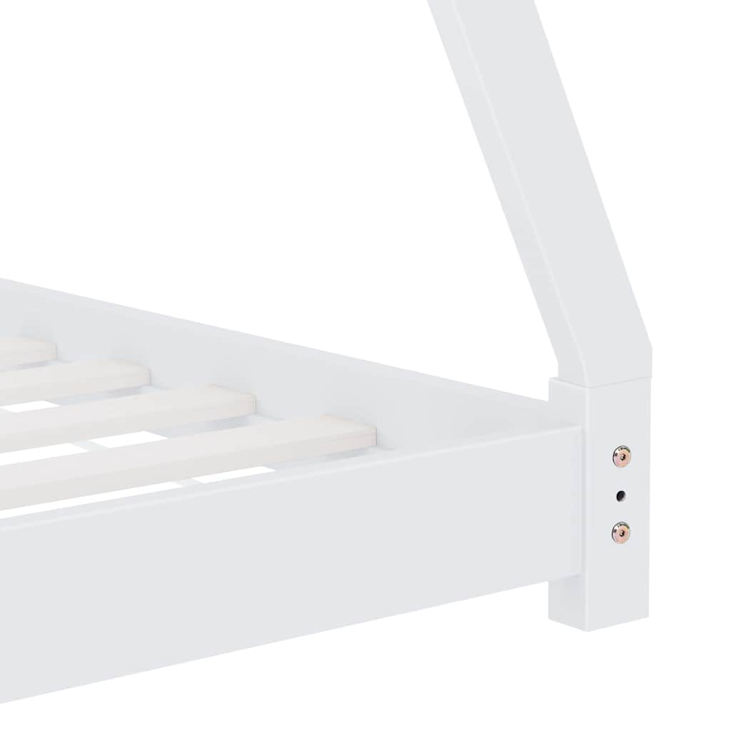 Sengeramme for barn heltre furu hvit 80x160 cm