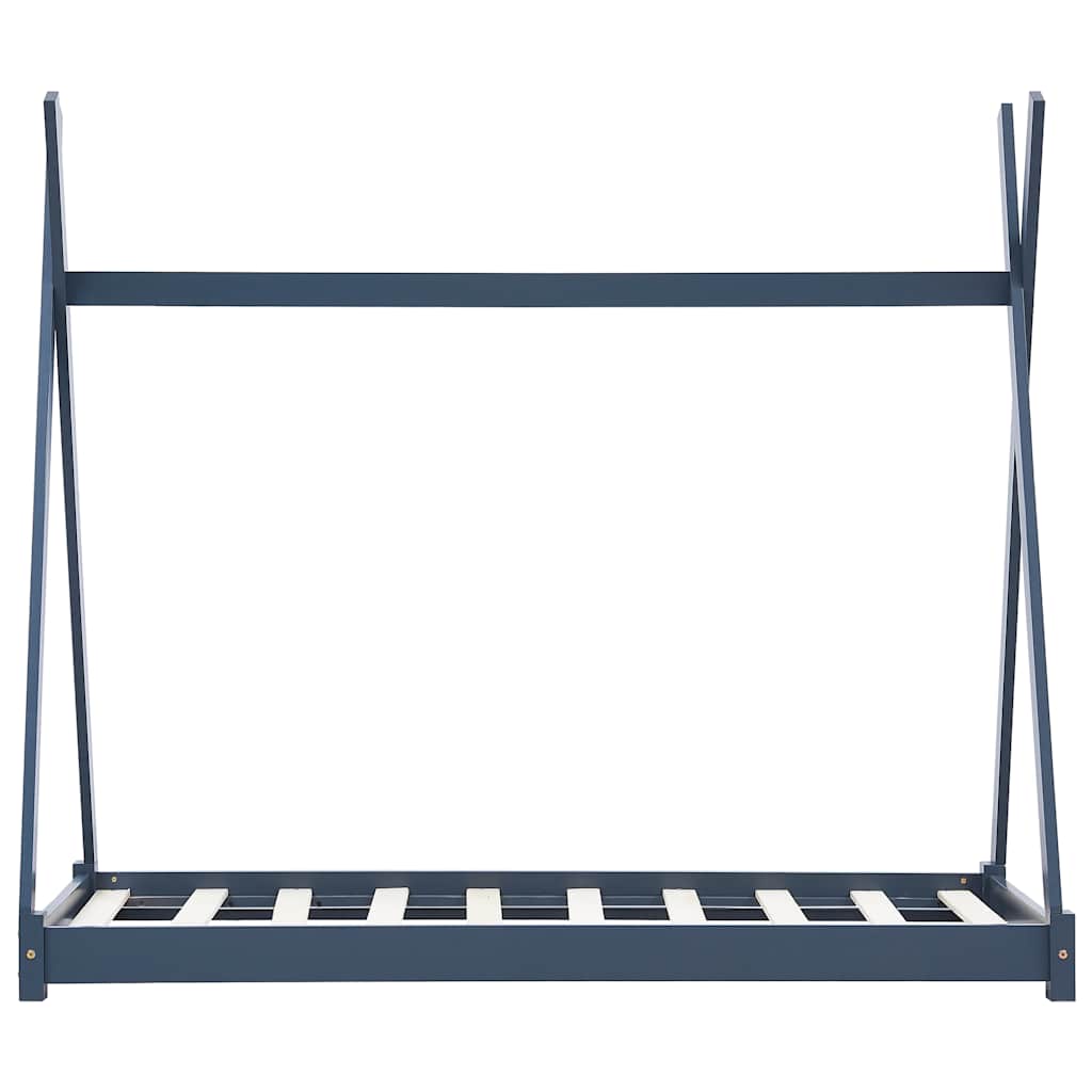 Sengeramme for barn heltre furu grå 90x200 cm