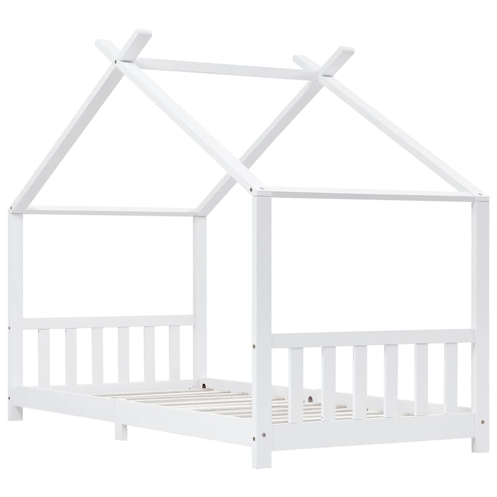 Sengeramme for barn heltre furu hvit 90x200 cm