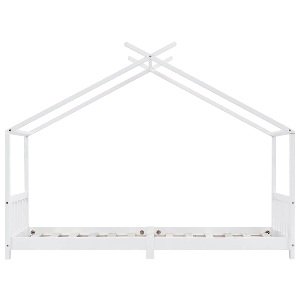 Sengeramme for barn heltre furu hvit 90x200 cm