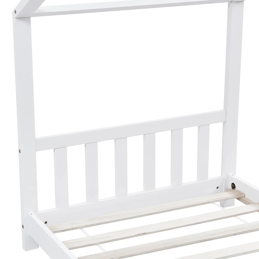 Sengeramme for barn heltre furu hvit 90x200 cm