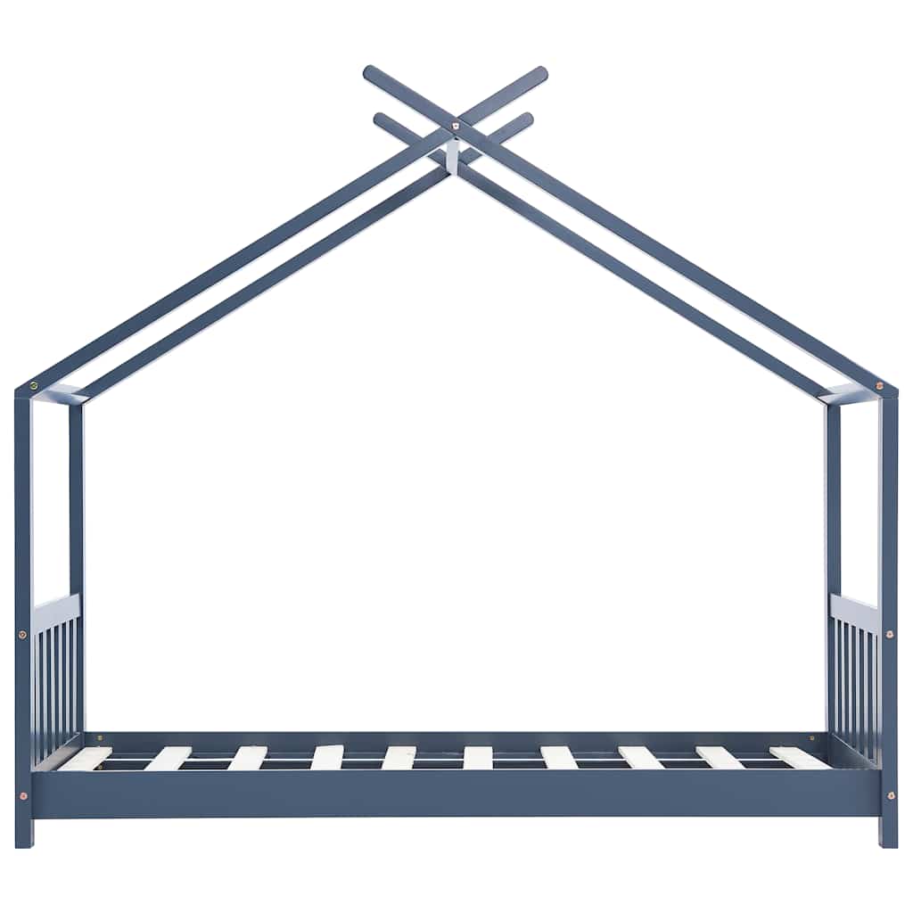 Sengeramme for barn heltre furu grå 70x140 cm