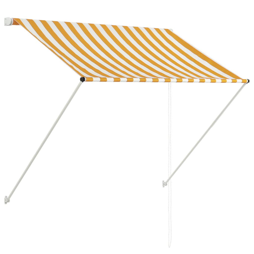 Uttrekkbar markise 100x150 cm gul og hvit