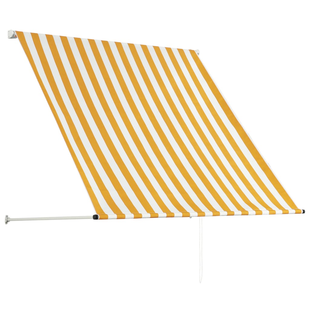 Uttrekkbar markise 100x150 cm gul og hvit