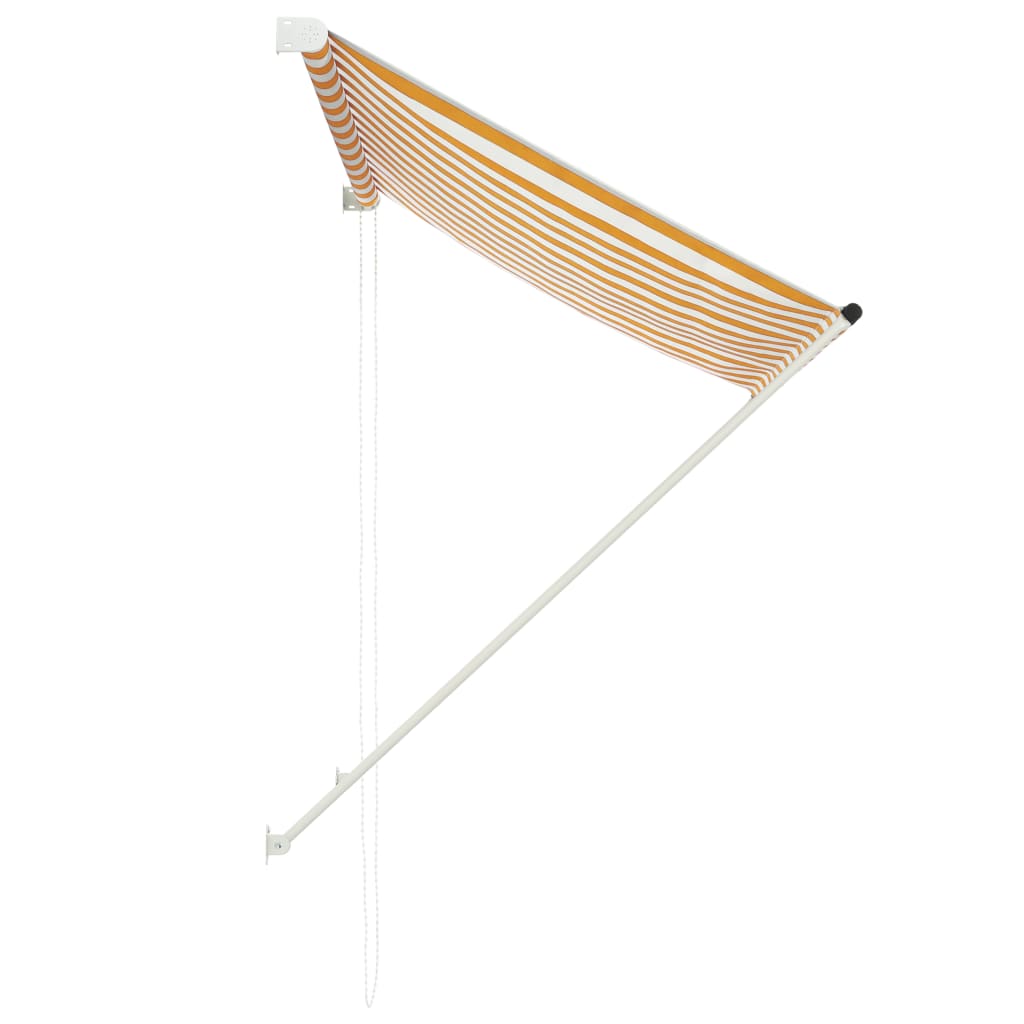 Uttrekkbar markise 100x150 cm gul og hvit