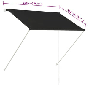 Uttrekkbar markise 100x150 cm antrasitt