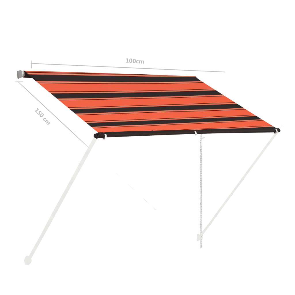 Uttrekkbar markise 100x150 cm oransje og brun