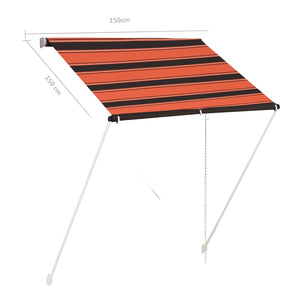 Uttrekkbar markise 150x150 cm oransje og brun