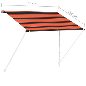 Uttrekkbar markise 150x150 cm oransje og brun