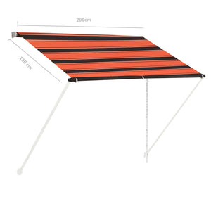 Uttrekkbar markise 200x150 cm oransje og brun