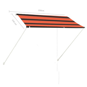Uttrekkbar markise 250x150 cm oransje og brun