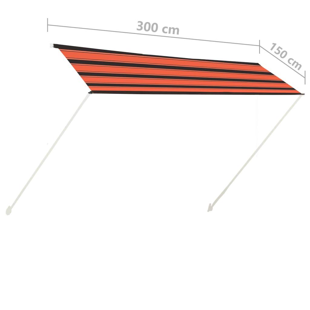 Uttrekkbar markise 300x150 cm oransje og brun