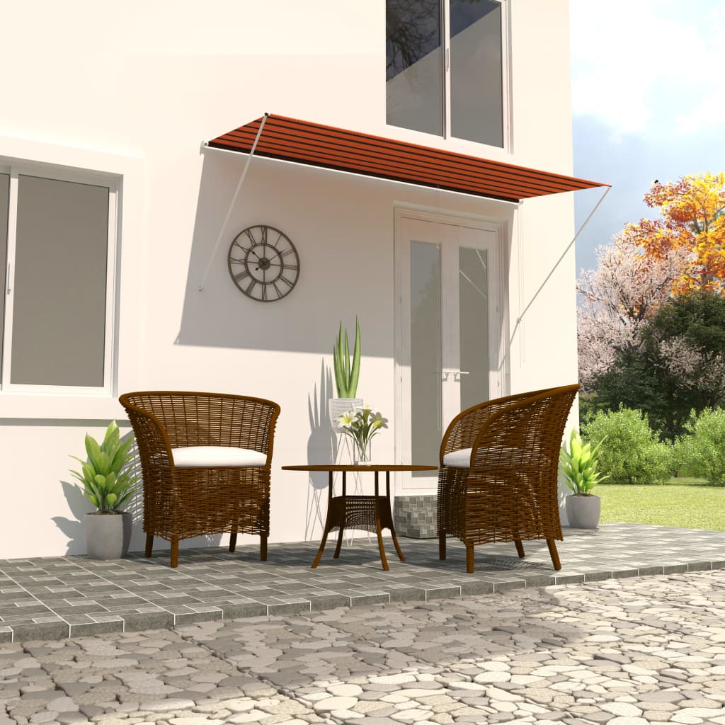 Uttrekkbar markise 300x150 cm oransje og brun