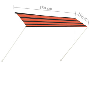 Uttrekkbar markise 350x150 cm oransje og brun