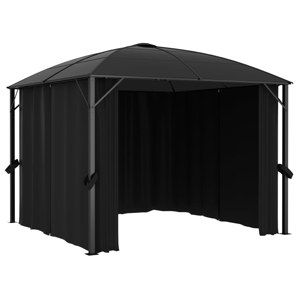 Paviljong med gardiner 300x300x265 m antrasitt