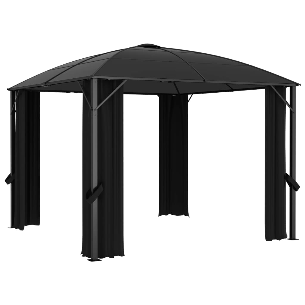 Paviljong med gardiner 300x300x265 m antrasitt