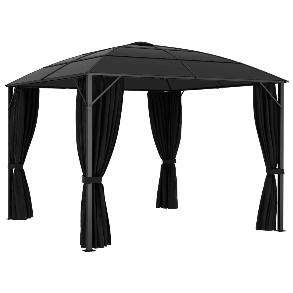 Paviljong med gardiner 300x300x265 m antrasitt