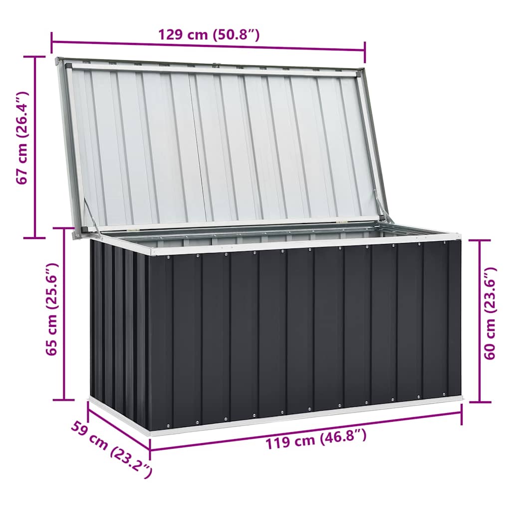 Oppbevaringskasse 129x67x65 cm antrasitt