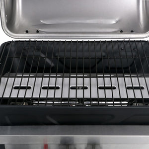 Gassgrill med sidebord i 3 etasjer svart og sølv