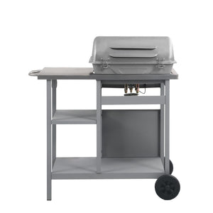Gassgrill med sidebord i 3 etasjer sølv