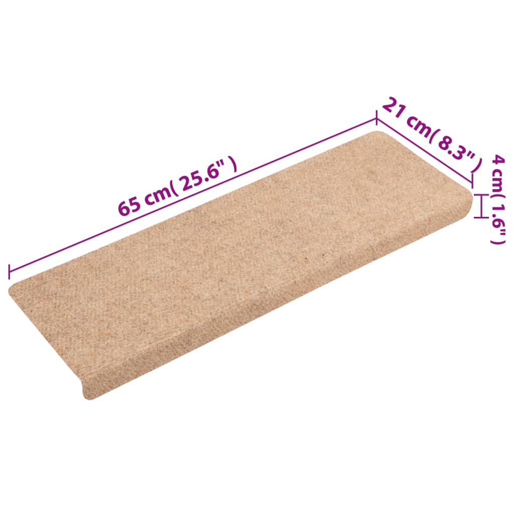 Trappematter 15 stk nålestempel 65x21x4 cm kremhvit