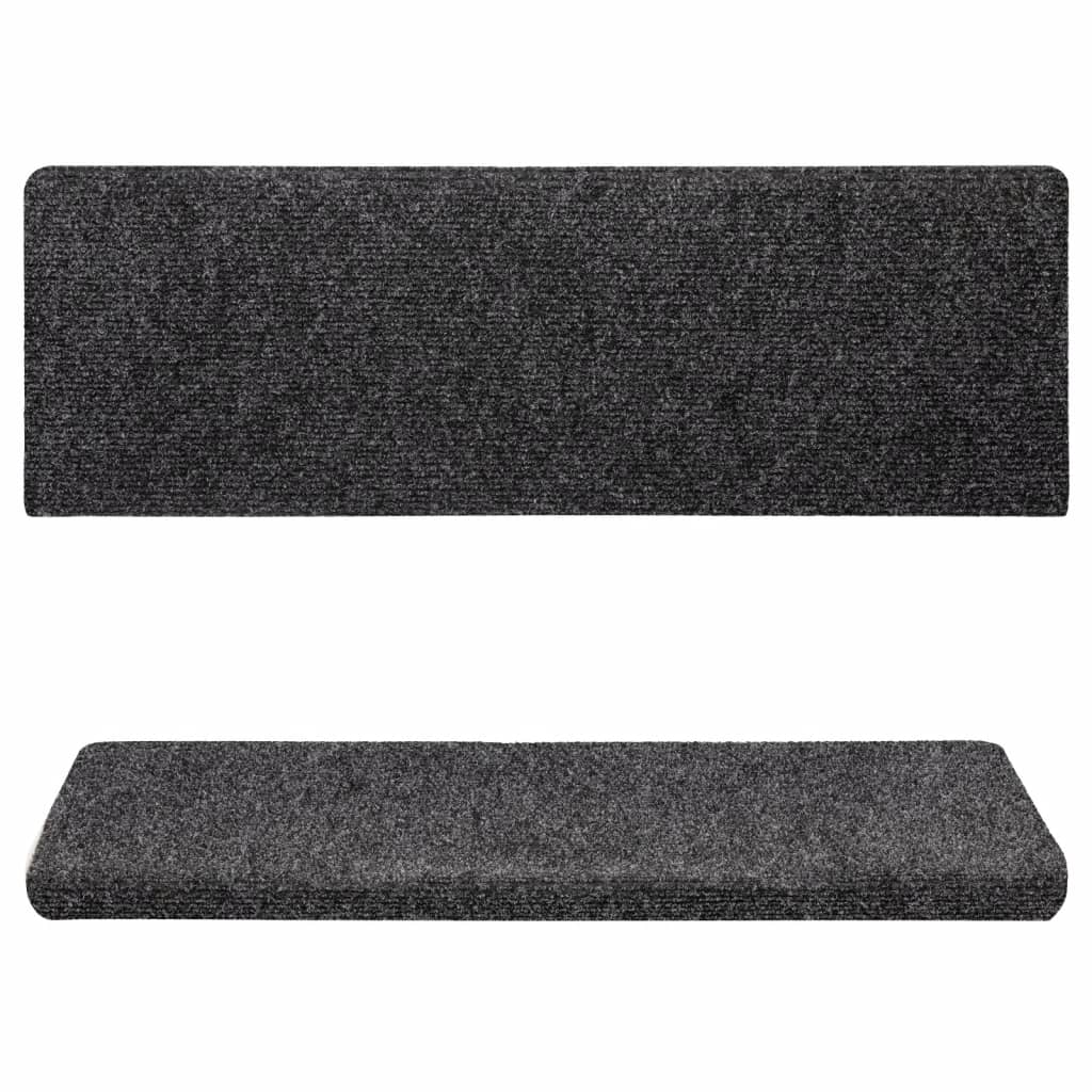 Stair mats 15 pcs needle punch 65x21x4 cm grey