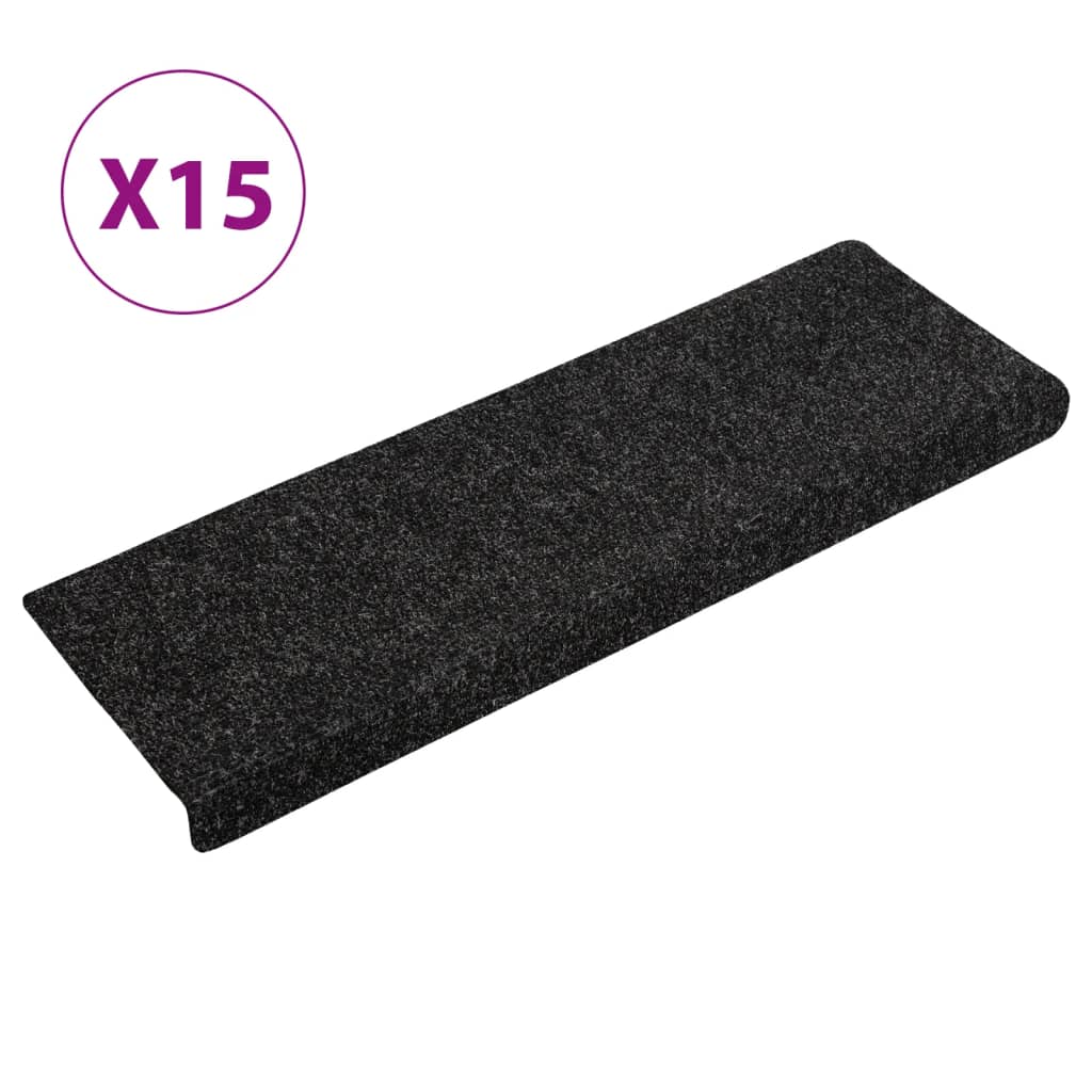 Trappematter 15 stk nålestempel 65x21x4 cm svart