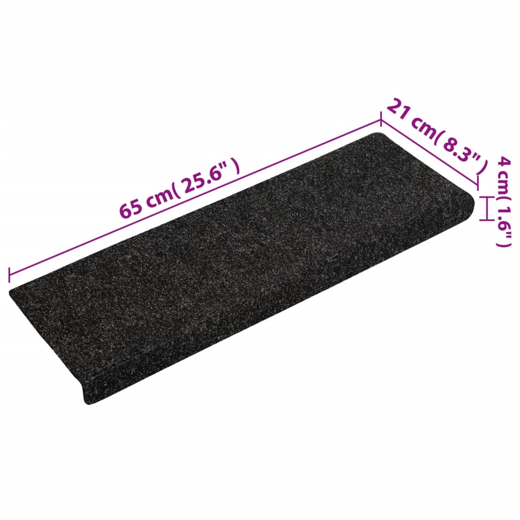 Trappematter 15 stk nålestempel 65x21x4 cm svart