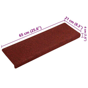 Trappematter 15 stk nålestempel 65x21x4 cm rød