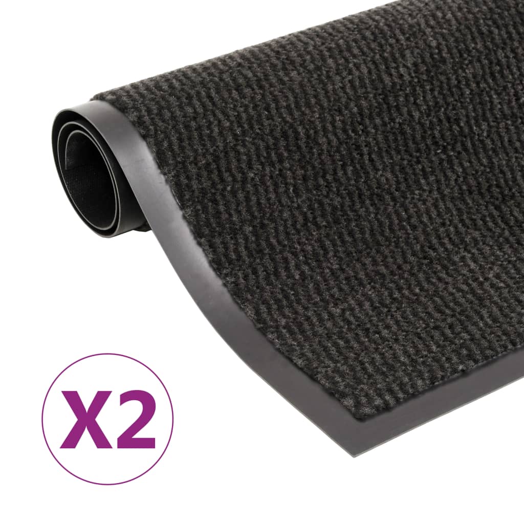 Støvkontroll dørmatter 2 stk rektangulær 80x120 cm svart